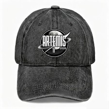 Unisex Space Artemis II Washed Baseball Cap Retro NASA Logo Adjustable Dad Hat