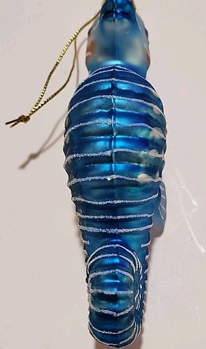 Addobbo albero di Natale cavalluccio marino glitter 5,5" Robert Stanley raro bellissimo blu - Foto 3 di 12