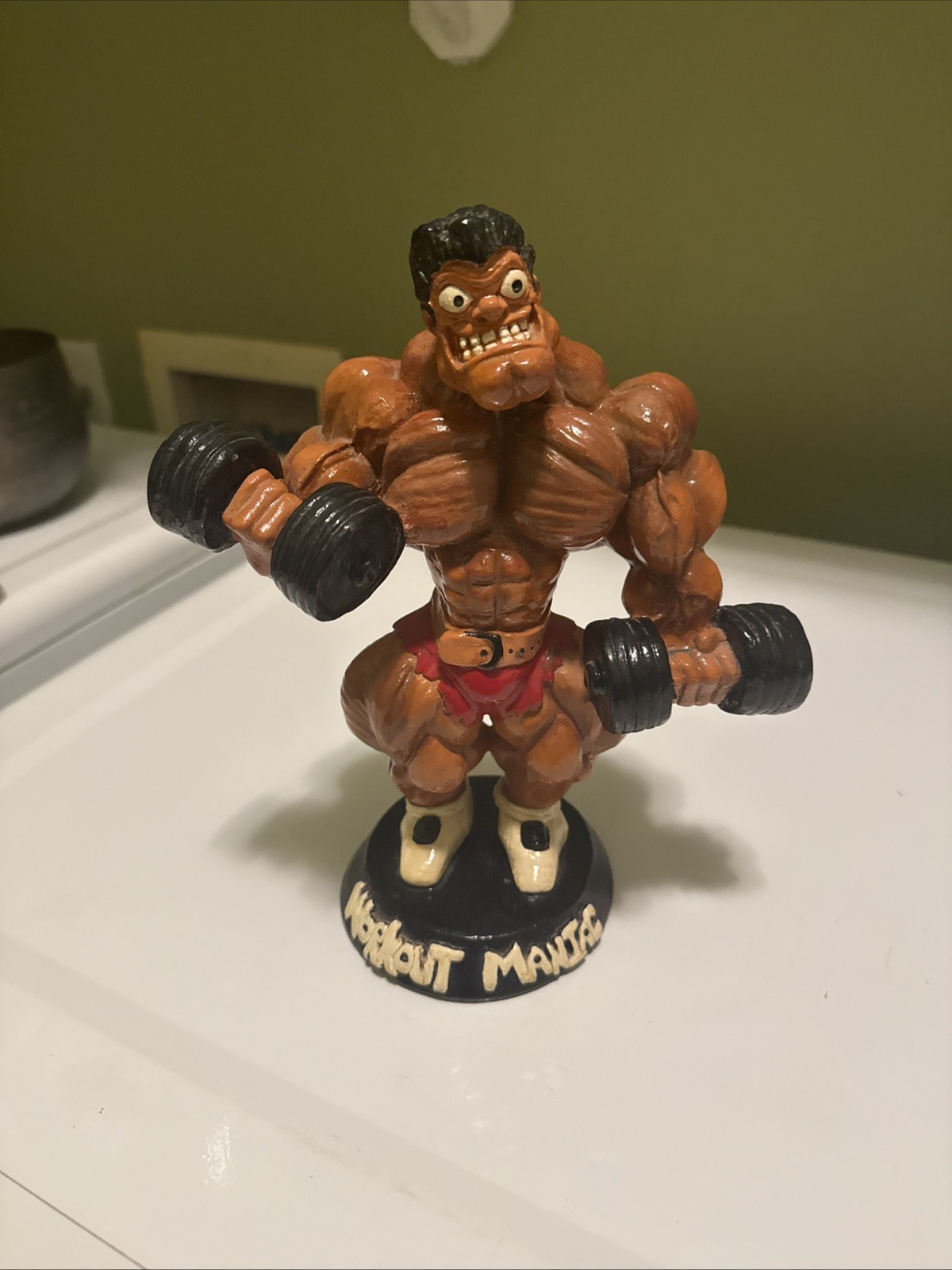 Vintage Art Attack Workout Maniac Figure Body Builder weight lifting muscle