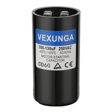 108-130 uF MFD 250 VAC 50/60 Hz Round Motor Start Capacitor CD60 Single Phase