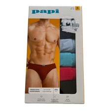 NEW 6 Pk PAPI Mens Small 28-30 Four Way Stretch Low Rise Briefs Multicolored