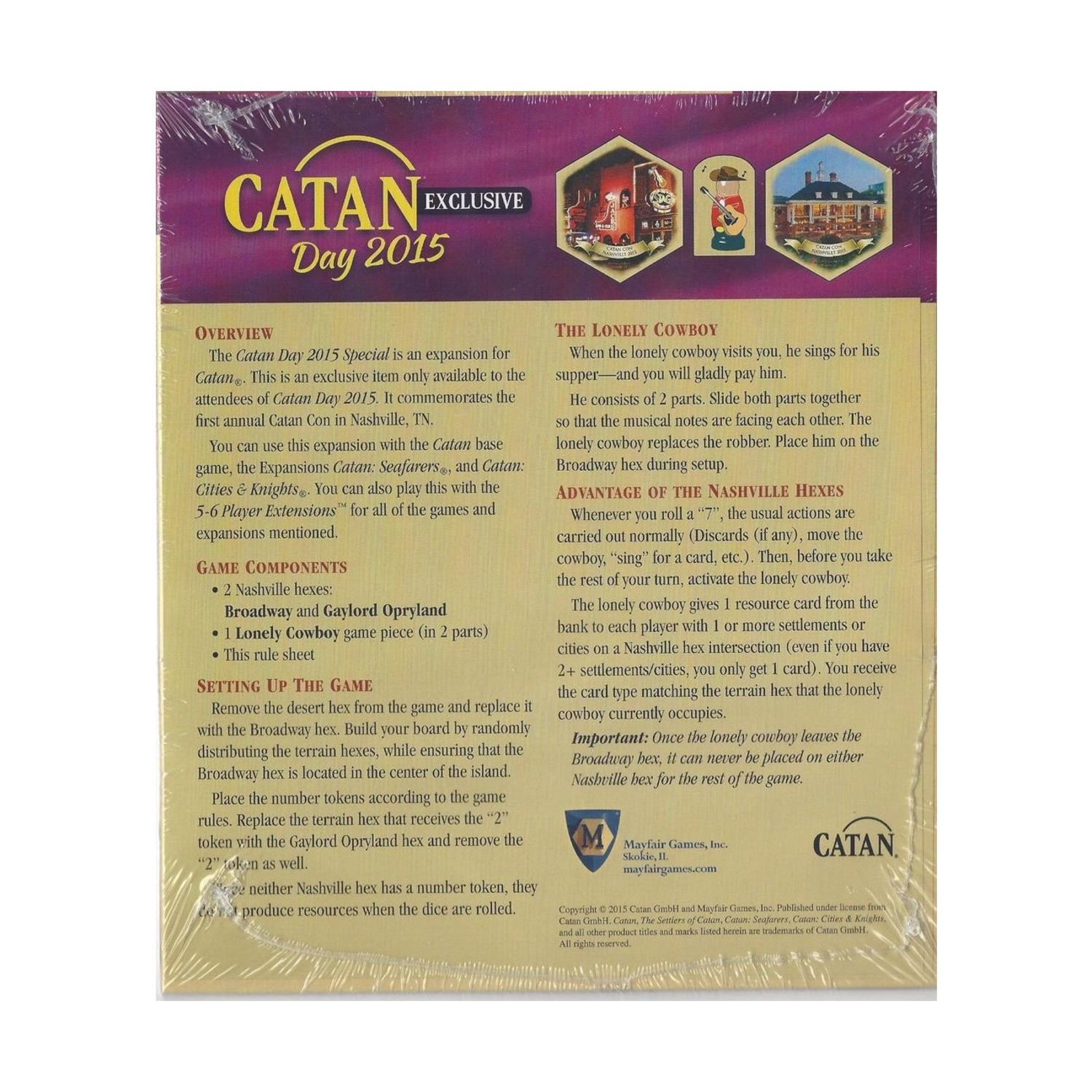 Mayfair Catan Series Games Catan Day 2015 Expansion Bag SW &lpar;New&rpar;