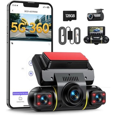 LAMTTO 360 Degree View 4 Channel Dash Cam Front and Rear 5G WiFi Wireless