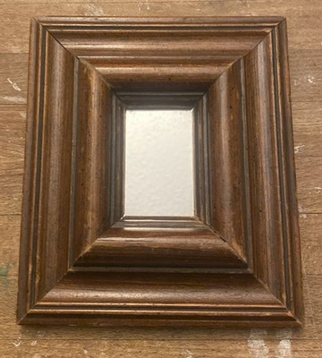 VTG Small Rectangular Wood Frame 5.25  X 6  X 1.25  Mirror 2  X 2.75 