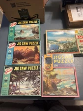 Vintage  Jigsaw Puzzle Lot Interlocking Pcs  Whitman Deluxe & Guild Built-rite