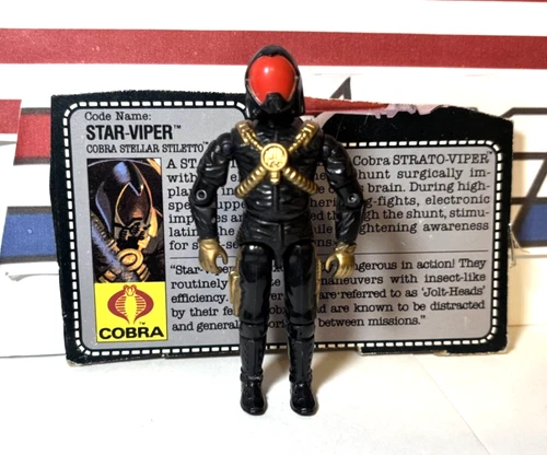 GI Joe Cobra Star Viper 1988 v1 *NEAR MINT w/File Card!* Stiletto pilot Vintage