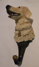 Yellow Labrador Retriever Dog Wall Hook Leash Holder Heavy Resin 8" Hook