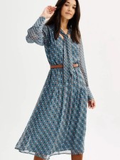 Nine West Belted Tie-Neck Midi Dress | Size M