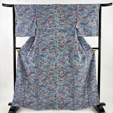 JAPANESE KIMONO FINE PATTERN LIGHT BLUE 166.5cm 5 ft 6 in PURE SILK FF9147