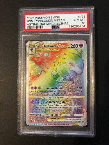 PSA 10, Hisuian Typhlosion VSTAR Secret SWSH10: Astral Radiance 193/189 Holofoil