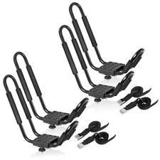 2 Kayak Roof Rack Holder for Car - Top Mount J-Bar Kayak Holder - Set of 4 PCS