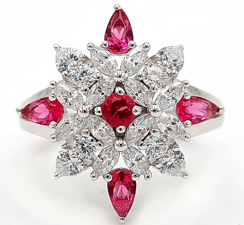 4CT Heat Treated Rubellite Tourmaline 925 Solid Sterling Silver Ring Sz 6 MM1-7