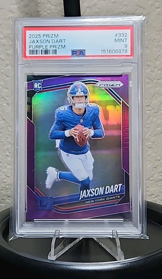 2025 Panini Prizm - Rookies Jaxson Dart #332 Purple Prizm /125 (RC) PSA 9