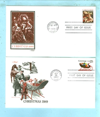 2 ARTMASTER FDC, "Sc 2427 Christmas 25c & Sc 2428 Christmas Sleigh 25c" - Image 1 of 3