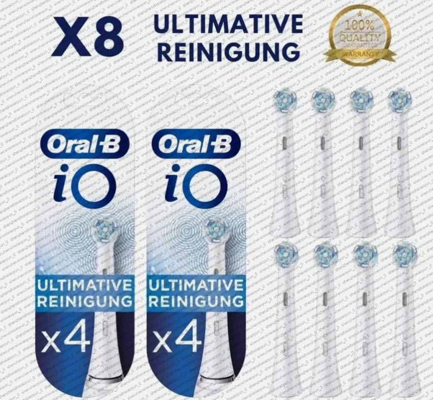 MARKENLOS 8 Stück Oral-B iO Ultimative Reinigung White Ersatzbürsten Aufsteckbürsten DHMK~
