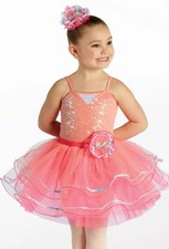 Dance Costume Large Child Coral Weissman 15343 Tap Ballet Dress Up Sequin Tutu