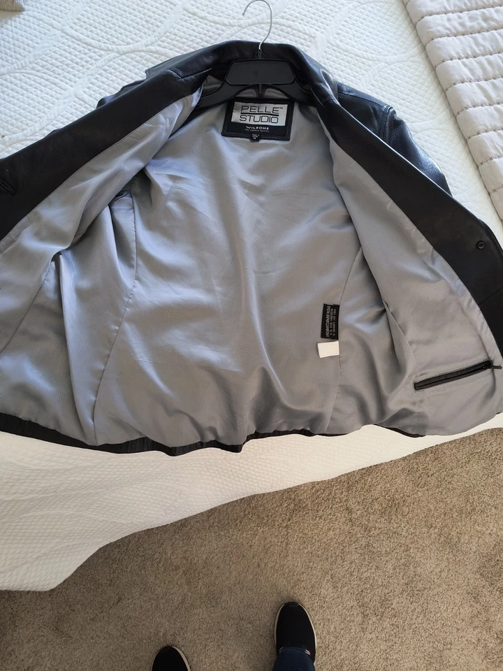Chaqueta Blazer Wilsons Cuero Pelle Studio Mujer M Negra Cuero Genuino Foto 4 de 4