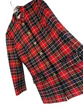 Vintage 90s Doncaster Red Plaid Wool Blazer Jacket Size 8 Button Lined RFF10659
