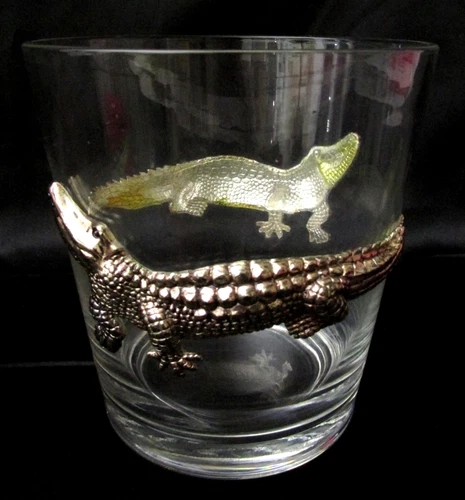 🧊 Vintage MCM Arthur Court Alligator Glass Ice Bucket ✨ 5 3/4" Tall & Wide