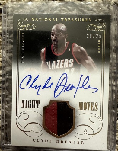 2013-14 National Treasures Basketball Clyde Drexler Game Used Patch Auto #20/25 