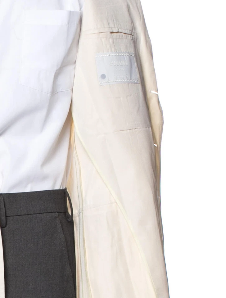 Mens PRADA 283636 Silk Blazer Ivory size XL / IT52 - Imagem 4 de 4