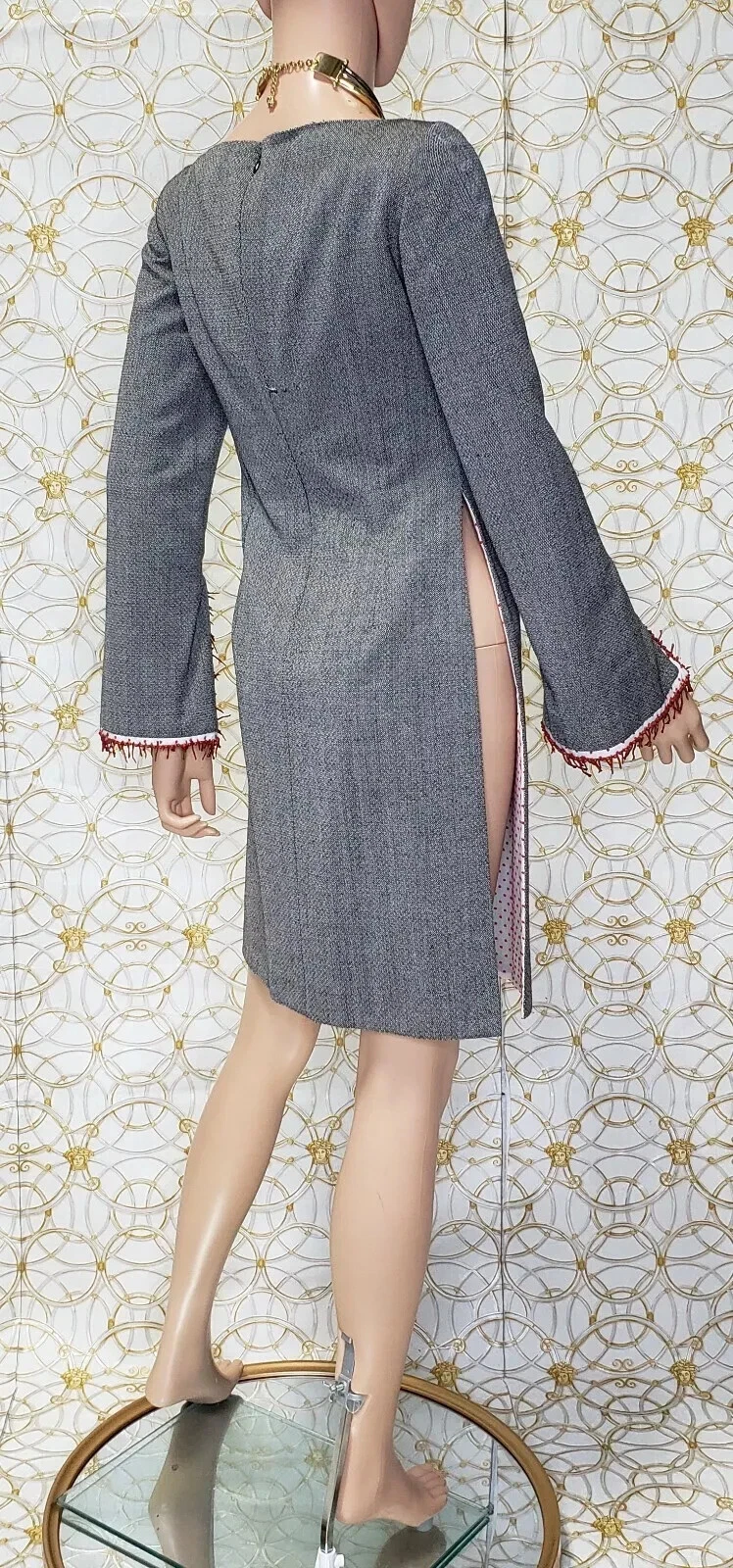 Gianni Versace tunica vintage grigia lana e cotone 38 4*