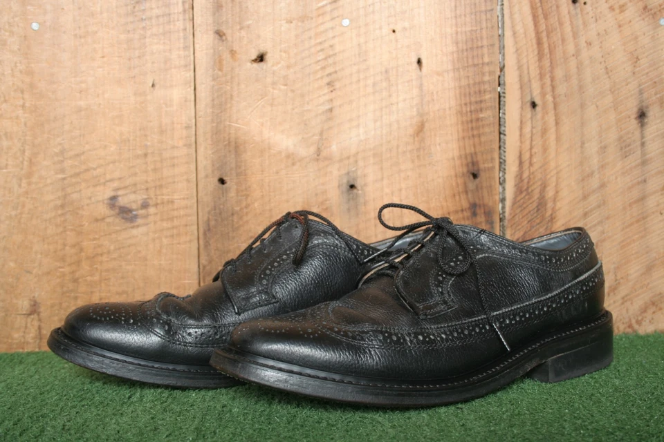 Zapatos de vestir vintage DEXTER de cuero negro con punta de ala larga talla 9D - Hecho en USA Foto 2 de 4
