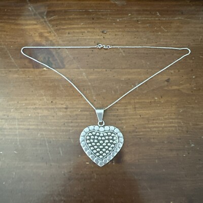 Esperanza Dot Heart Sterling Silver Mexico Pendant 925 Charm Box Chain 18g