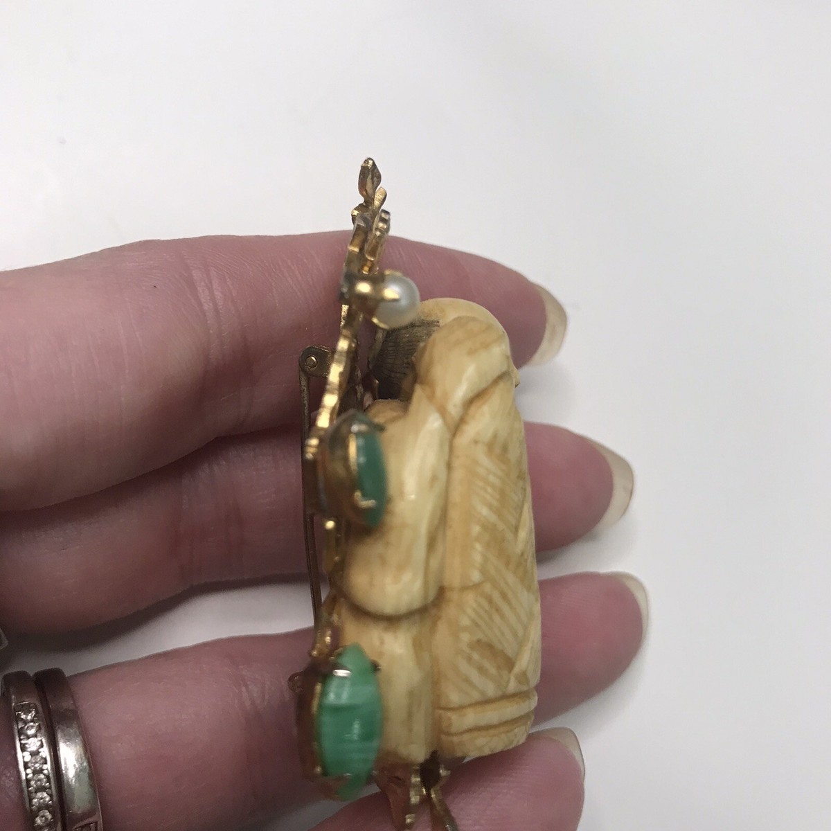 Vintage Hattie Carnegie Asian Man Brooch ULTRA RARE View 4
