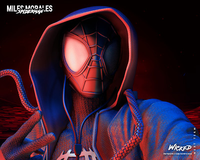 MILES MORALES, MARVEL, BUST, 70-200mm, FIGUR, FAN ART, 3D-DRUCK, STATUE, WICKED