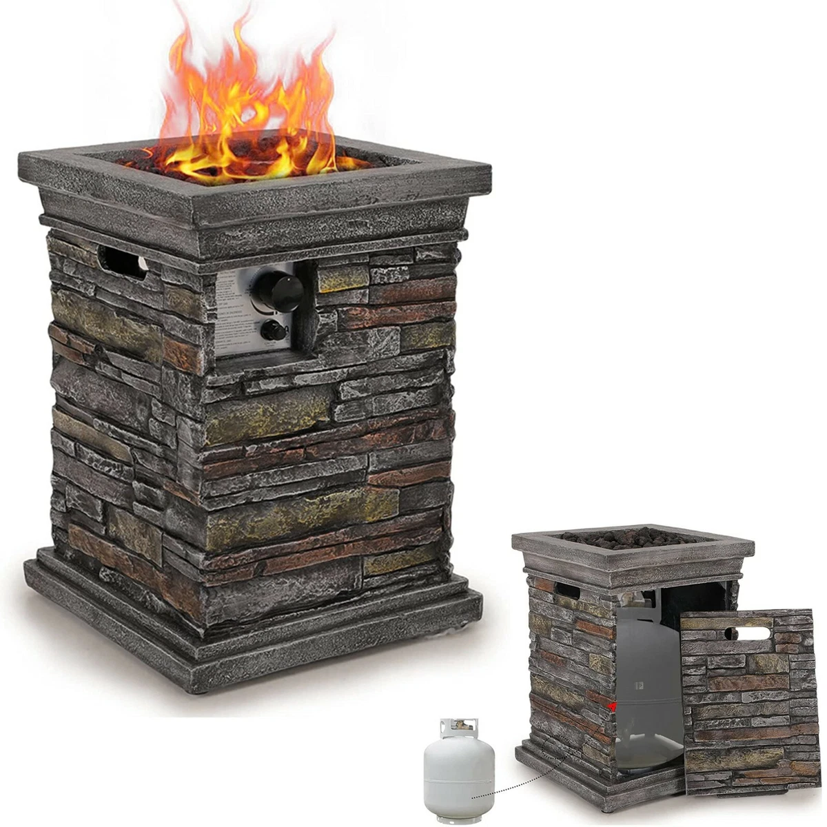 Patio Gas Fire Pit Table Outdoor Heater 30000BTU Propane Firepit Imitation  Brick | eBay