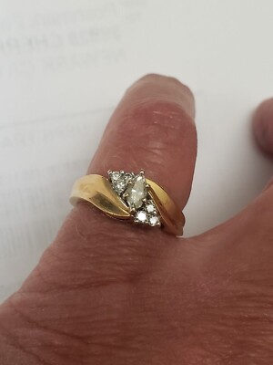Estate Vintage 14k Yellow Gold .66ct Marquise Diamond Engagement Ring ...