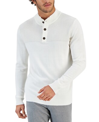 Club Room Mock Neck 3-Button 100% Cotton Pullover Mens