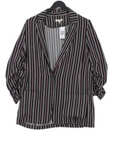 Max Studio Women's Blazer M Black Striped 100% Polyester Overcoat