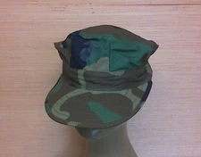 80's Era US Marine Corps USMC EGA Woodland Camo 8 Point Utility Cover Hat Cap