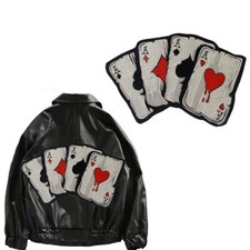 5Pcs Embroidery Poker Card A Badge Iron-On Patches Punk Bike Applique DIY Crafts