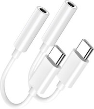 2Pack USB Type C to 3.5mm Female Headphone Jack Adapter for iPhone 15 Galaxy S24