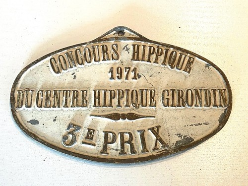 CHEVAUX PLAQUE CONCOURS HIPPIQUE 3eme prix Coupe Nationale NEYRON 1971