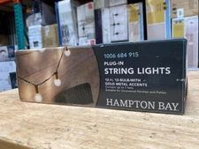 Hampton Bay Out/Indoor 12 ft PlugIn Bulb String Lights 12 Incandescent G40 Bulbs