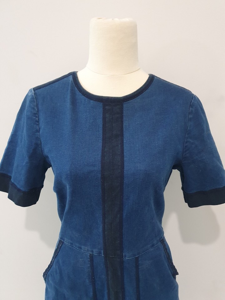 COUNTRY ROAD Size 8 Blue Denim Stretch Short Sleeve Round Neck Dress eBay