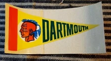 Very RARE Old Vintage Sticker Decal Pennant Dartmouth 4.5" x 2.25" 