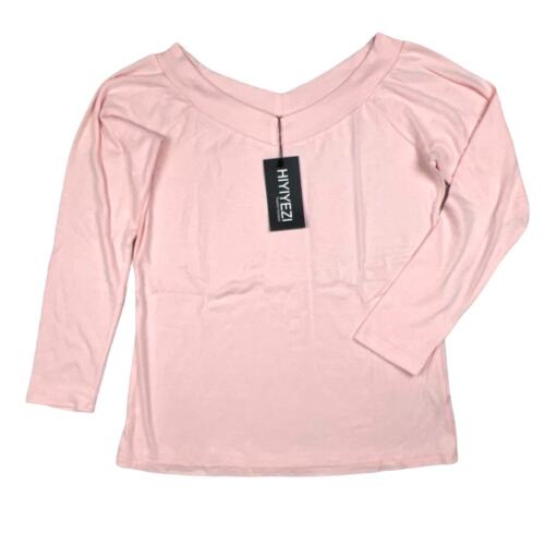 Women's Small Pink Long Sleeve Fall Tops Casual Fashion Boat Neck Blouse