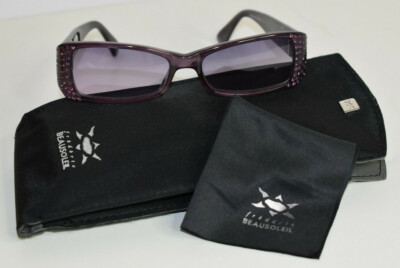 Beausoleil Paris Womens Y2K Small Rectangle Purple Jeweled Sunglasses 205 04 Beausoleil Paris Womens Y2K Small Rectangle Purple Jeweled  main image 4