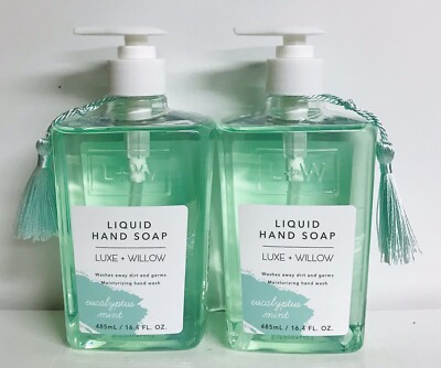 2 Bottles Luxe & Willow ~ Eucalyptus Mint Moisturizing Hand Wash 16.4 fl oz Each