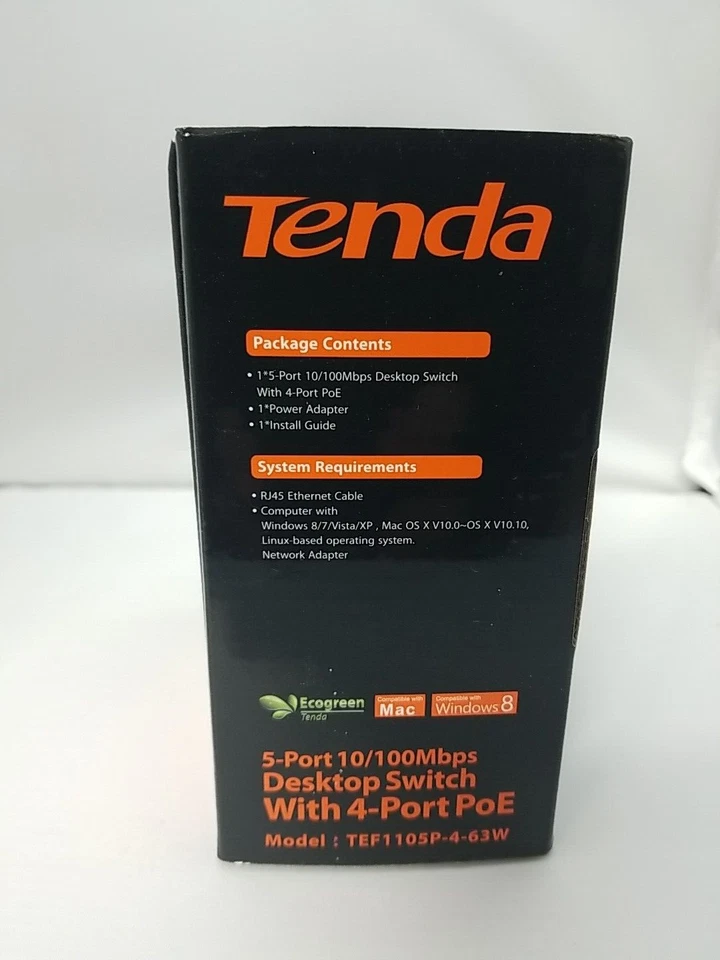 Tenda TEF1105P-4-63W 5-Port 10/100Mbps Desktop Switch with 4-Port PoE - Image 4 of 4
