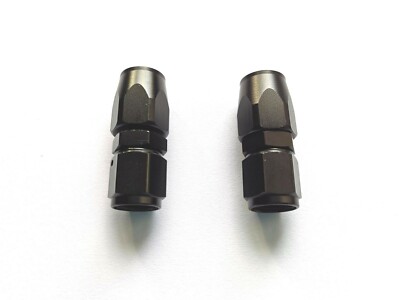 2Pc Black AN4/6/AN8/10/12 Straight Fuel Swivel Fitting Hose End Oil Fuel Adaptor