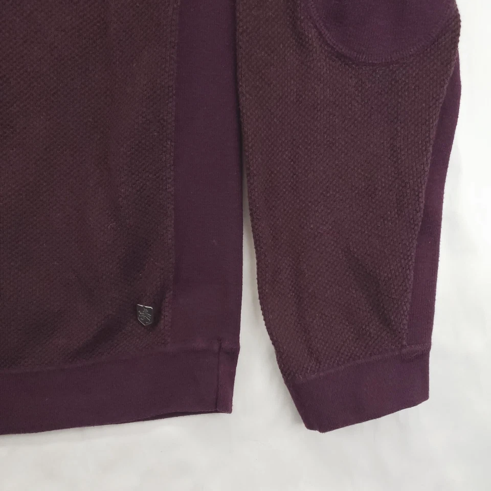 Suéter Nat Nast Para Hombres XL Borgoña Cachemira Codo Parche Manga Larga 1/4 Cremallera Foto 3 de 4