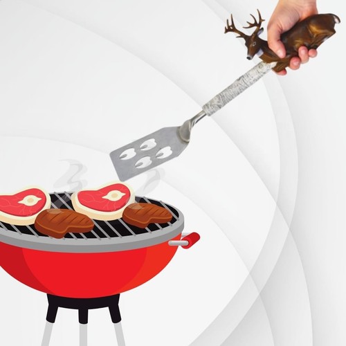 NEW BBQ Spatula with Bottle Opener with Deer/12-Point Buck handle by G.E.I. - Picture 6 of 7