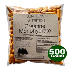 Natural Creatine Monohydrate 500 Capsules - 5000 mg Per Serving - Micronized