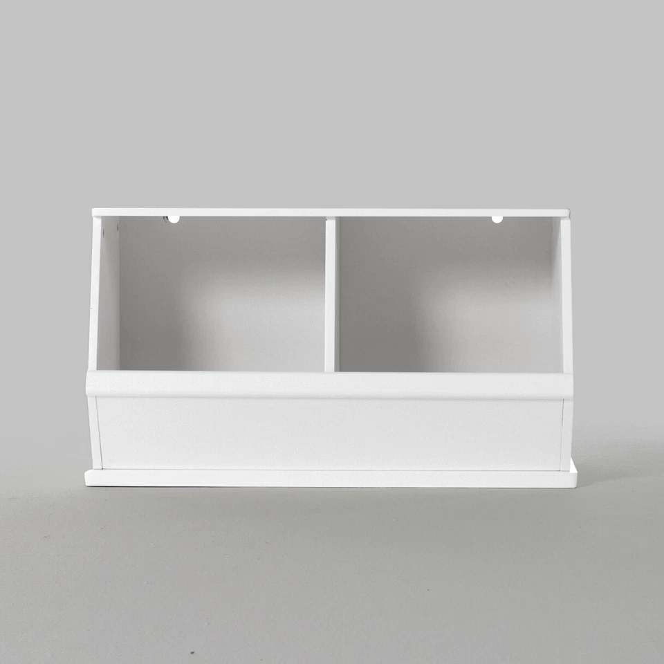 Stackable Storage Cabinet Double Stacking Storage Trunk Toy Box Chest - White - Image 4 of 4